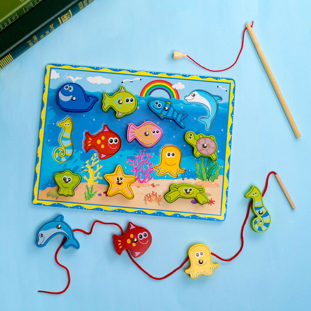 Magnetic Fishing Game Toddler Wooden Toys Fish Board Games for 3 4 Year Old