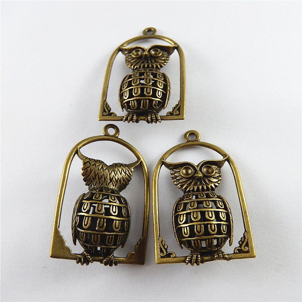 5 pcs Antiqued Bronze Zinc Alloy Cute Owl Charms Necklace Pendant Findings 31243