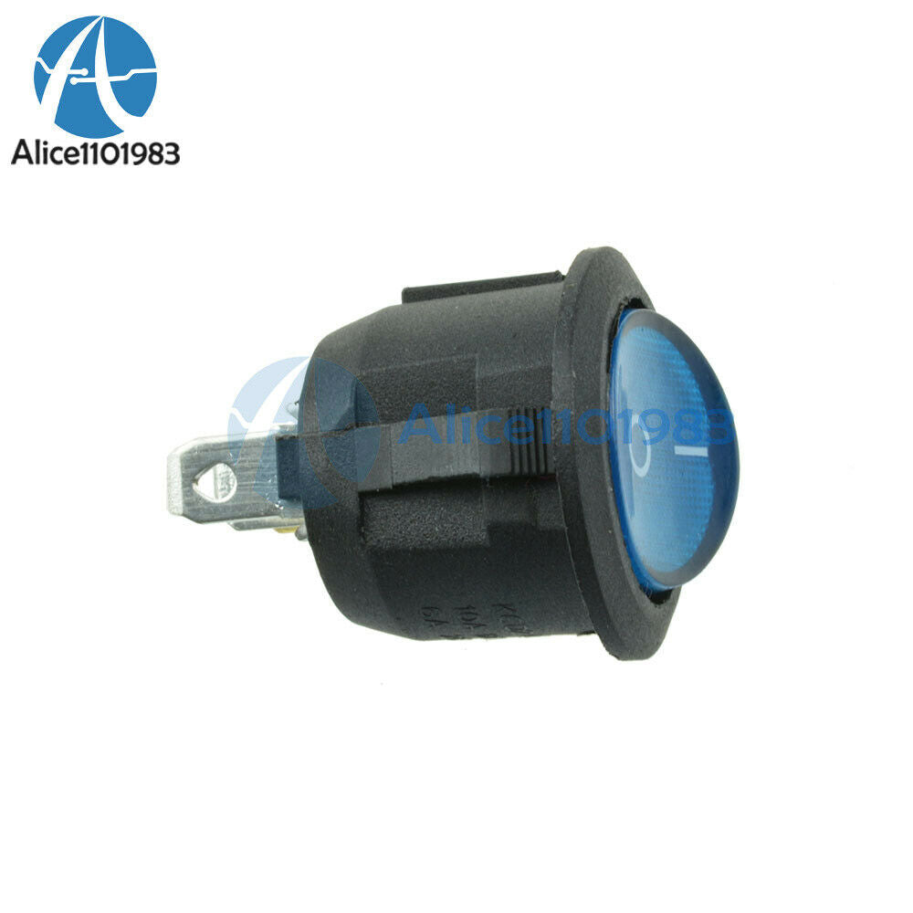 50PCS Mini Round 3Pin Blue SPDT ON-OFF Rocker Switch Snap-in 6A/250V 10A/125V
