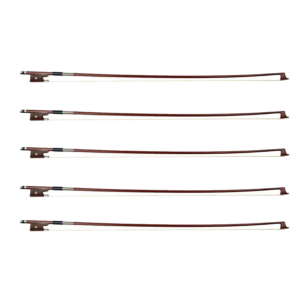 5 Pieces 4/4 Full Size Violin Bows Bright Sound for Students Beginners Kids