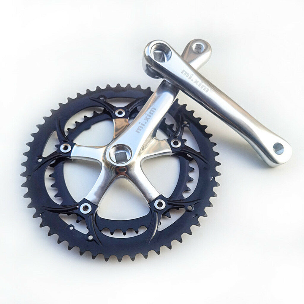39T-53T Bike Crankset Chainring Folding Road Bicycle 130BCD 6-10 Speed Crankarms