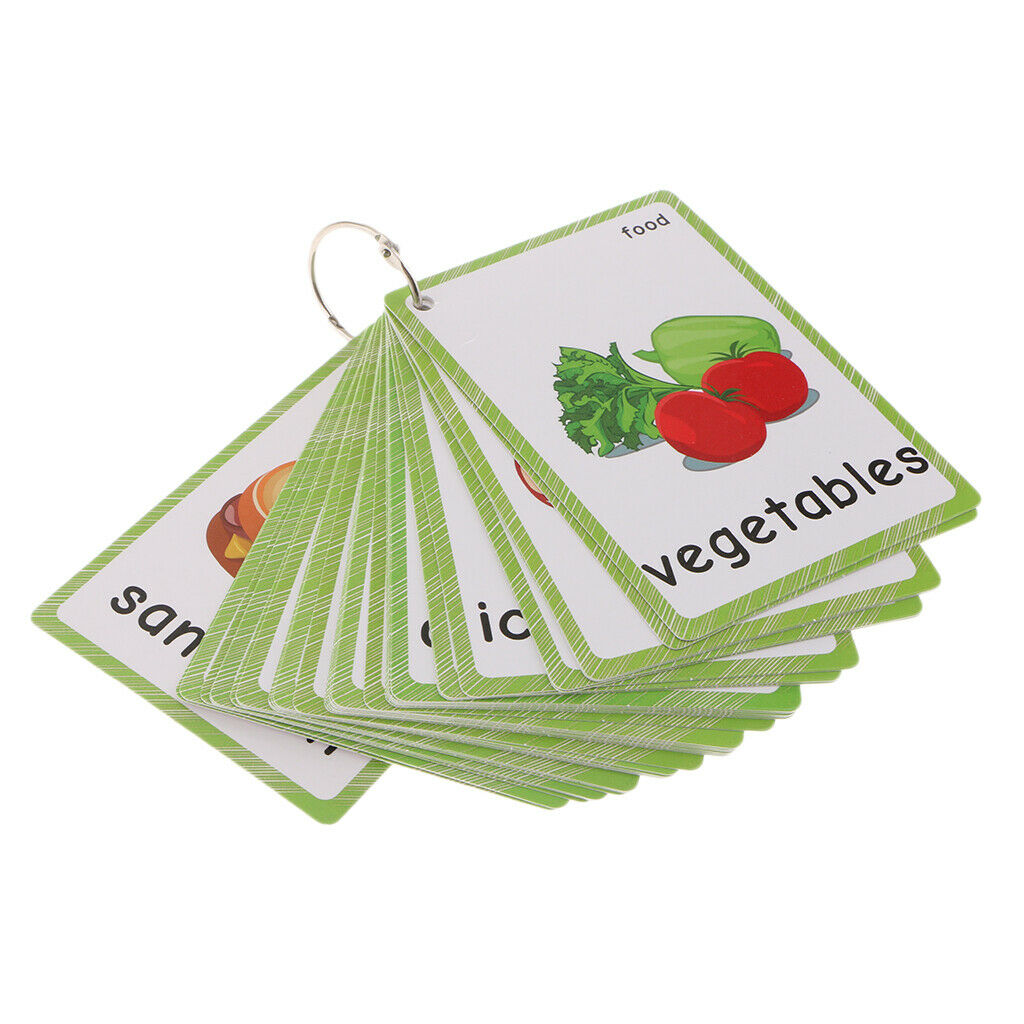 35Pcs Kids Early Educational Sight/Picture Word Flashcards for Food,Strengthen