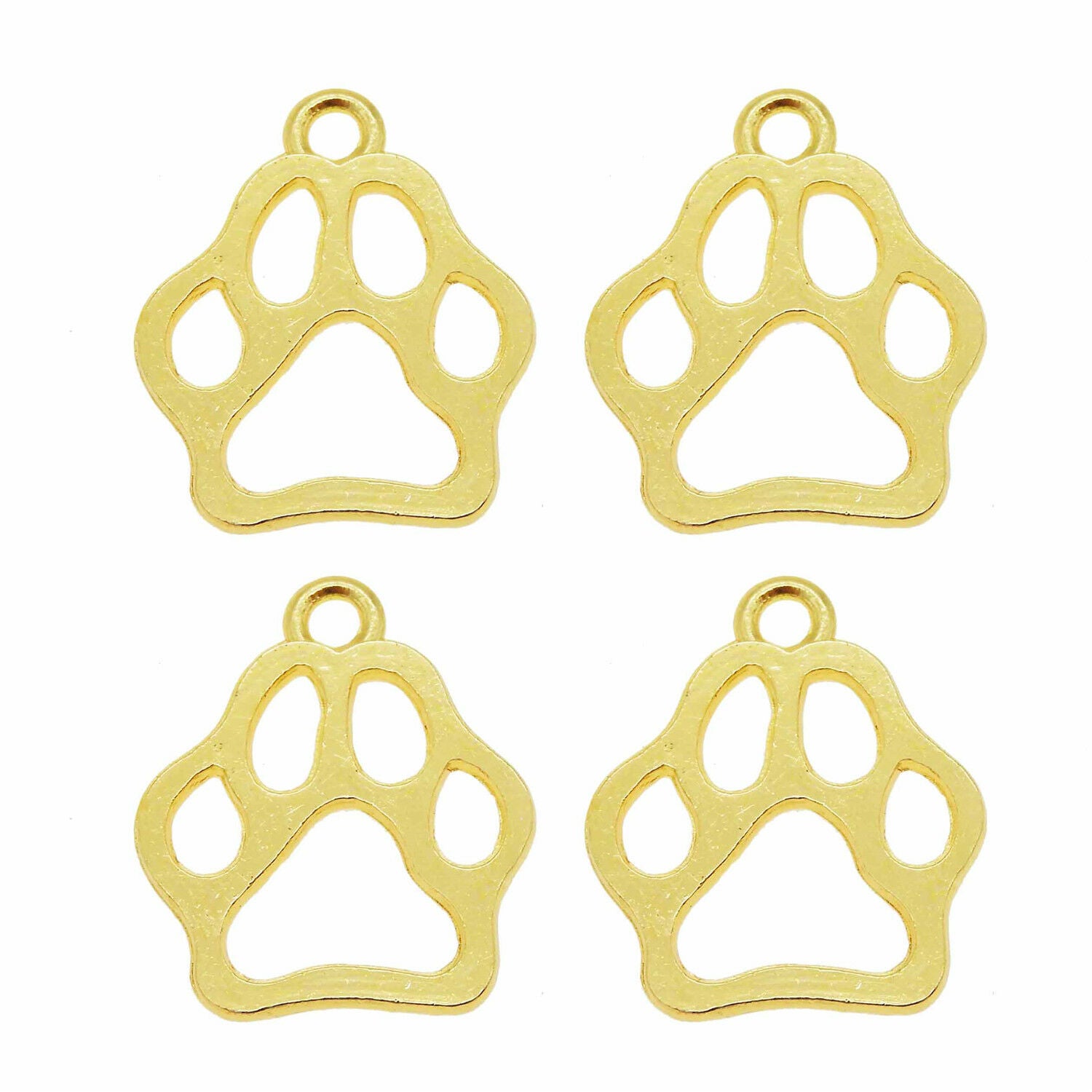 10 pcs Golden Metal Alloy Animal Footprint Cat Dog Paw Pendant Charm DIY 17x16mm