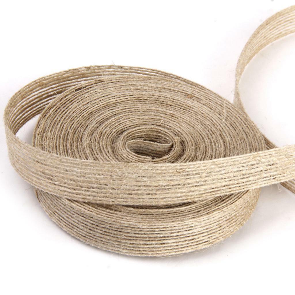 10M Natural Jute Hessian Burlap Ribbon Rustic Weddings Strap Decor Floristry