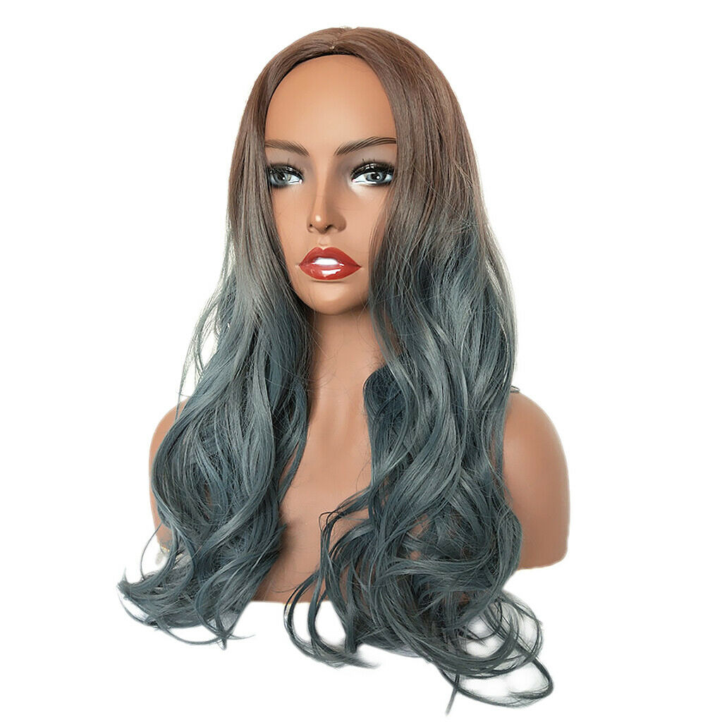 Ombre Middle Part 22" Long Wavy Synthetic Fiber Wigs for Women 5 Styles 05