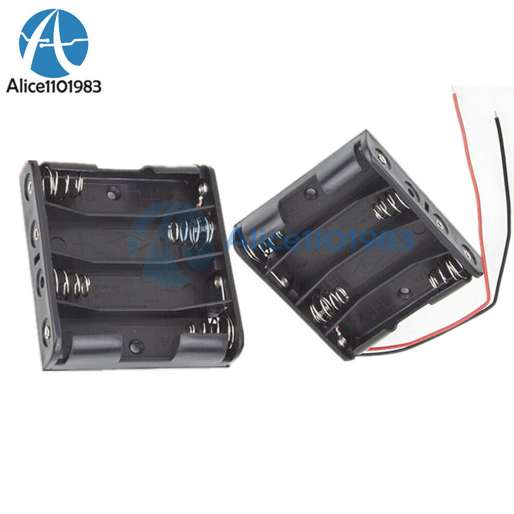 1PC Plastic Battery Storage Case Box Holder For 4 X AA 4xAA 2A 6.0V Wire Leads