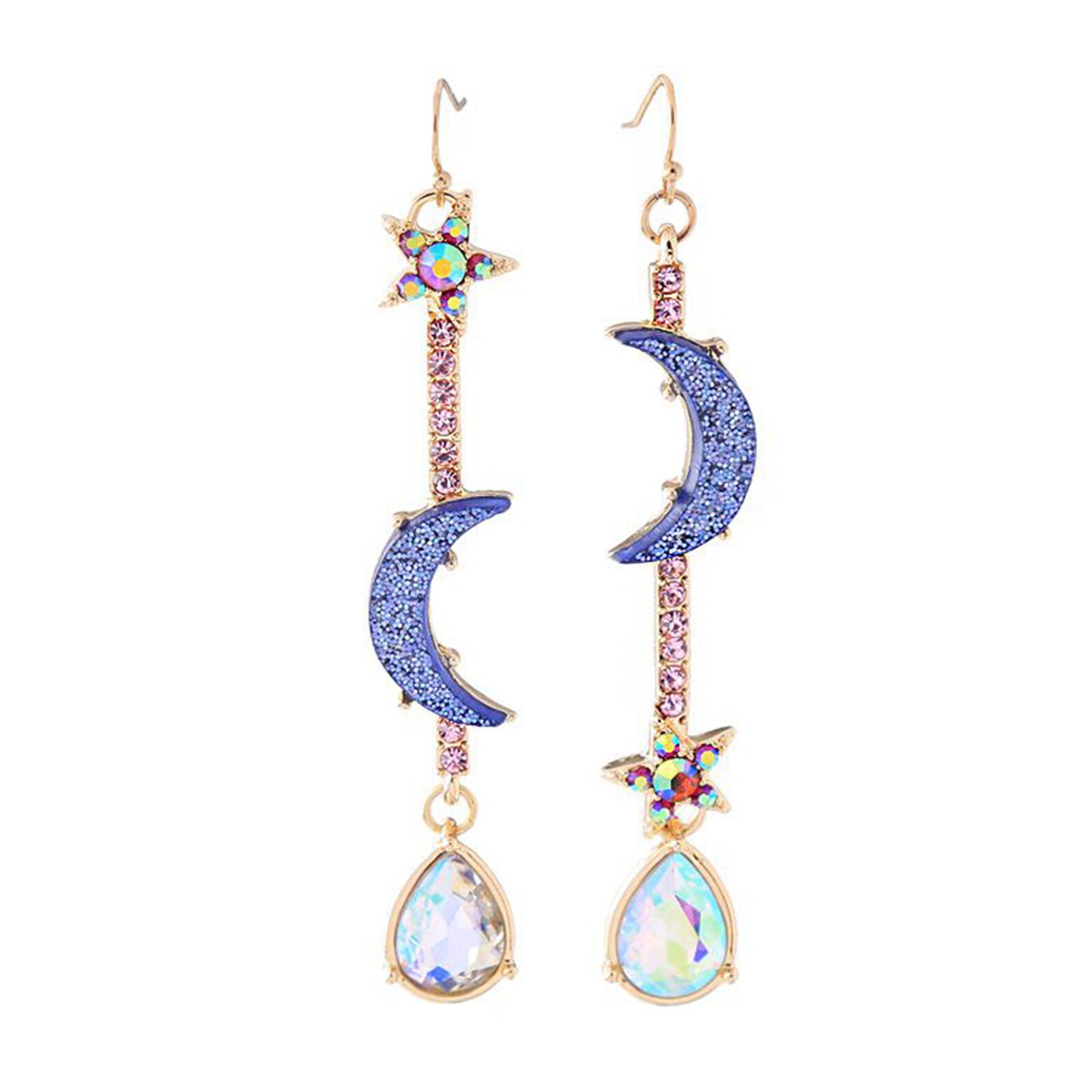Beautiful Fashion Jewelry Blue moon&star earrings Woman jewels
