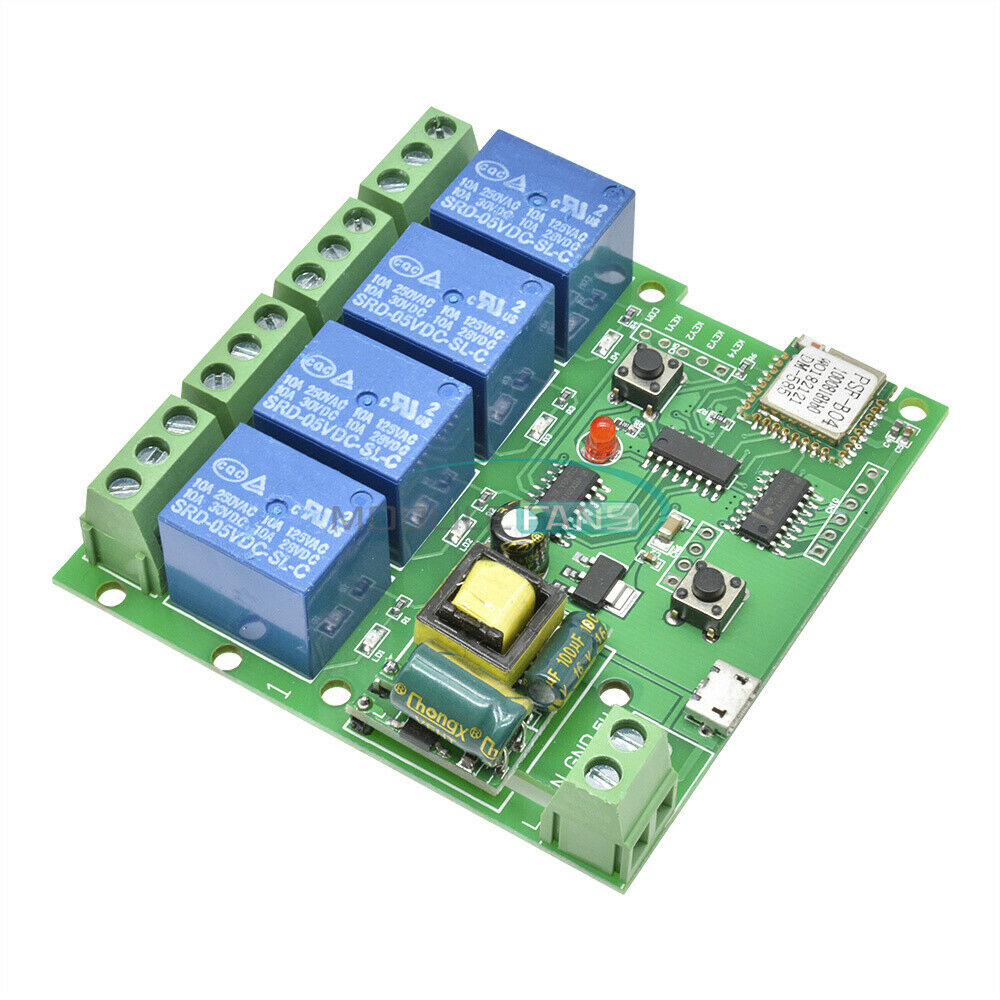 4-Channel WiFi Wireless Relay Delay Switch 4-way Control AC 220V for Smart Home