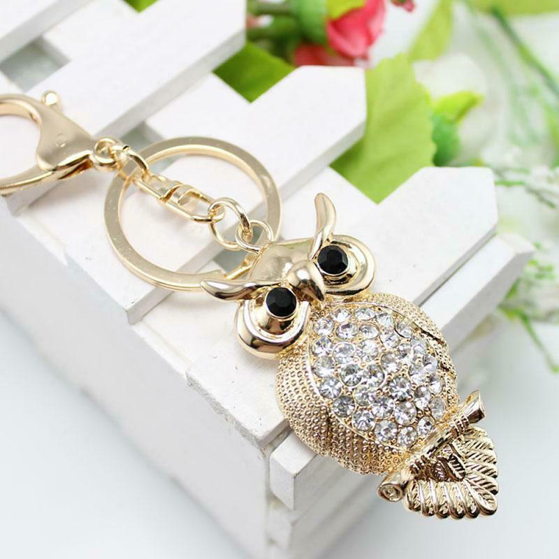 Owl Crystal Keyring Charm Pendant Handbag Purse Bag Key Ring Chain Keychain Gift