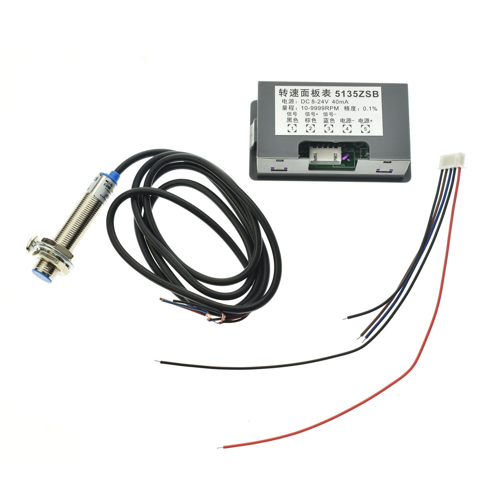 1Pc tachometer 4 digital red led tach rpm speed meter with hall switch senso