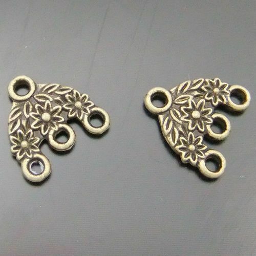 15pcs Antiqued Bronze Flower Connector Brass Pendant Jewelry Making Craft 10x8mm