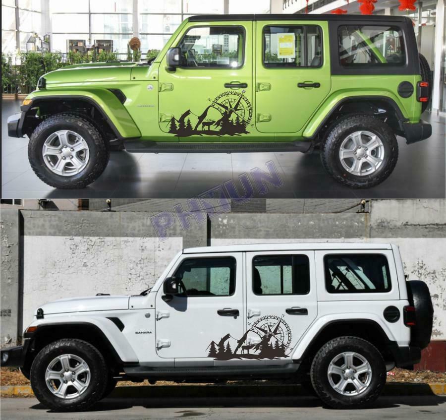 2x Car Stickers Decals Black Compass Totem Hunting Style Truck Pickup Universal