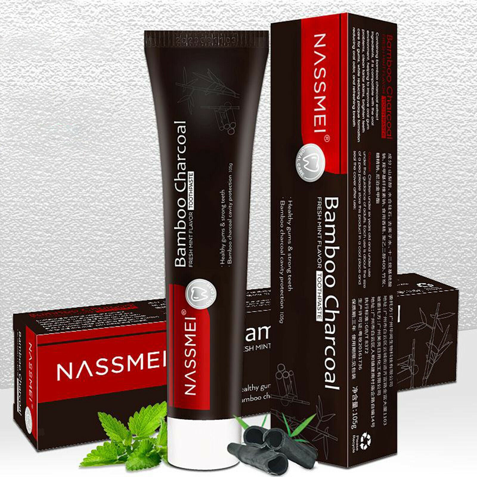 Bamboo Activated Charcoal Teeth Whitening Toothpaste Polishes Teeth Whitener