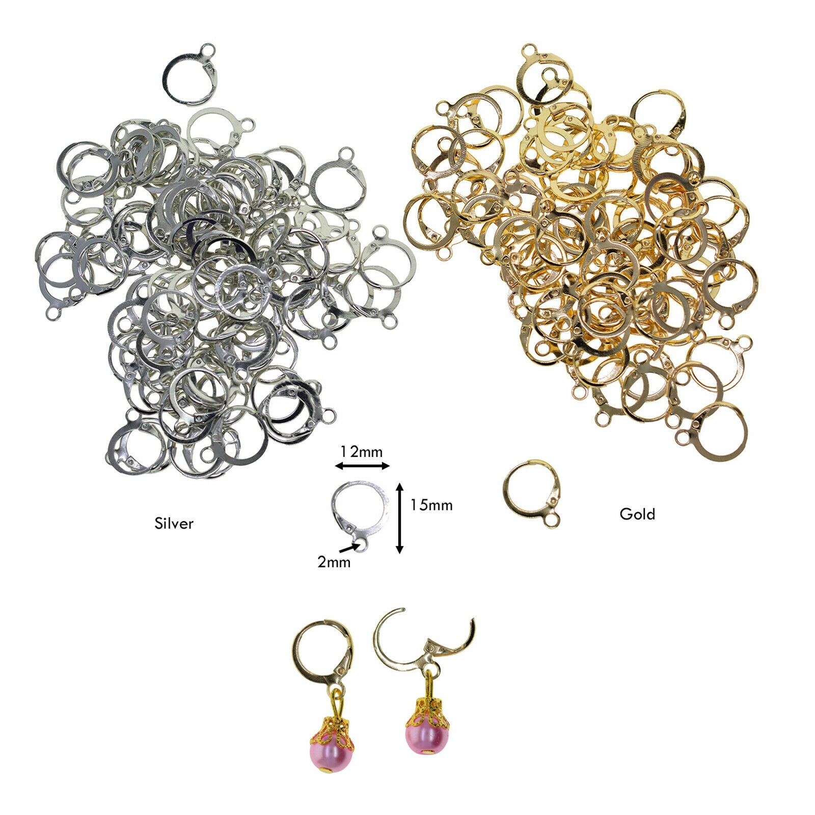 200pcs Leverback Earring Hooks Girls Lady Ear Wire Clip for Jewellery Making
