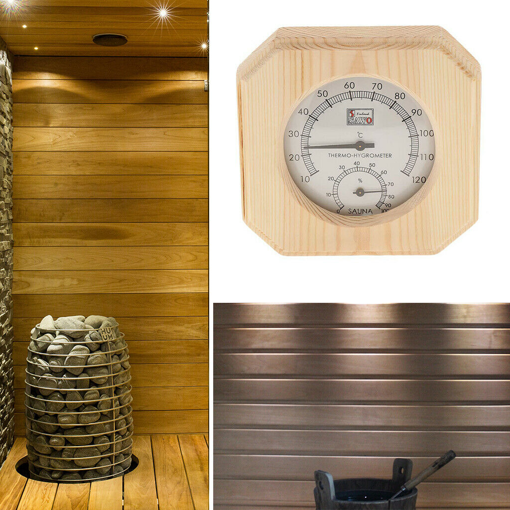 2 in 1 Wooden Mini Sauna Thermometer Hygrothermograph Sauna Room Equipment