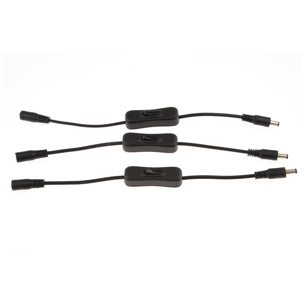 3 Pcs LED Strip Light Inline On/Off Switch Cable DC 12 Volt Jack (5.5x2.1mm)