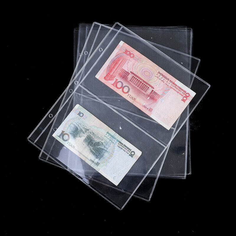 5pcs 2Pockets Per Page Clear Paper Money Album Banknote Stamp Badges Coll.l8