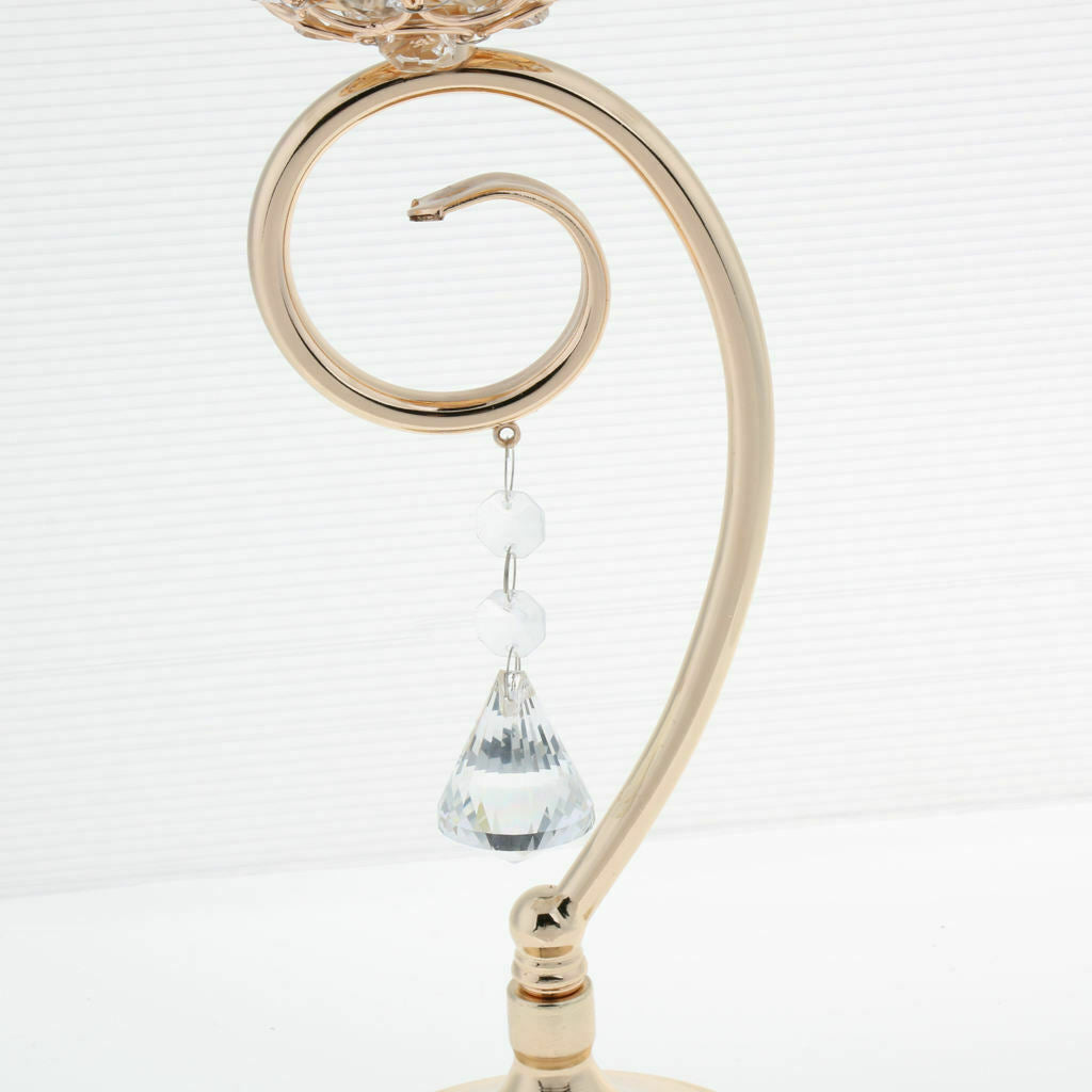 Golden Globe Pillar Crystal Bling Candle Tea Light Holder Wedding Decor 35cm