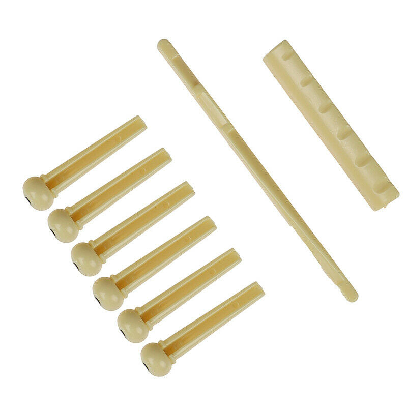 1set Portable 6-String Guitar Bridge Pins Saddle Nut Acoustic Guitar Acce.l8