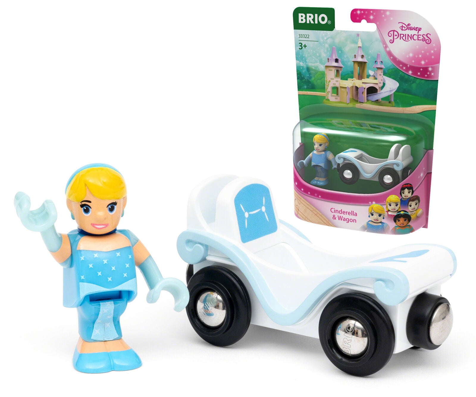 33322 BRIO Disney Princess Cinderella & Carriage Set Wooden Train Track Age 3yr+