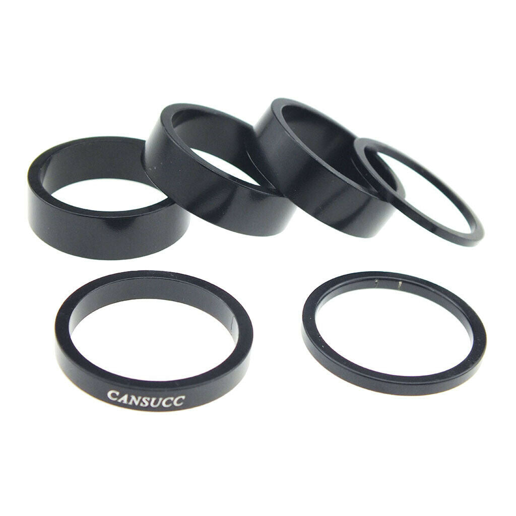 6 Pieces Aluminium Alloy Bike Stem Headset Spacers Fork Washer Replacement