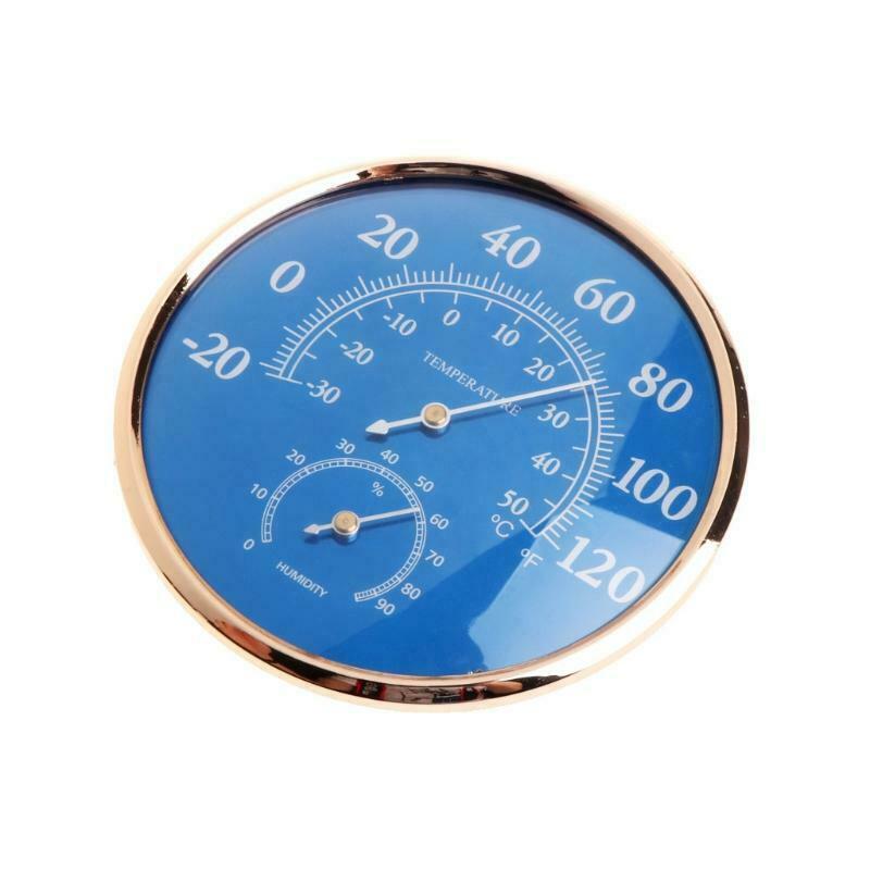 Large Round Thermometer Hygrometer Temperature Humidity Monitor Meter Gauge Blue