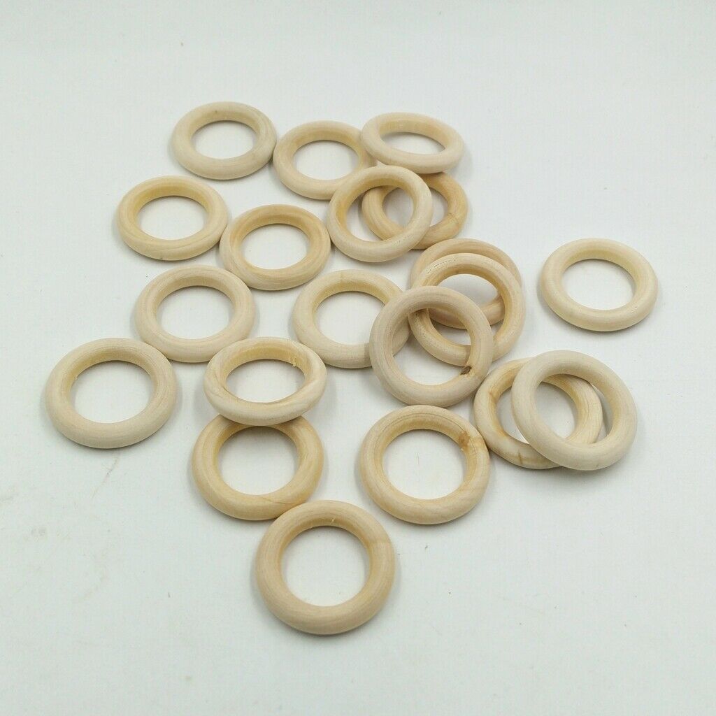 30Pcs DIY Baby Wooden Teething Rings Necklace Bracelet DIY Crafts