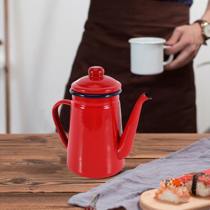 1.1L Enamel Coffee Pot Hand Tea Kettle Induction Cooker Gas Stove Universal ReH1