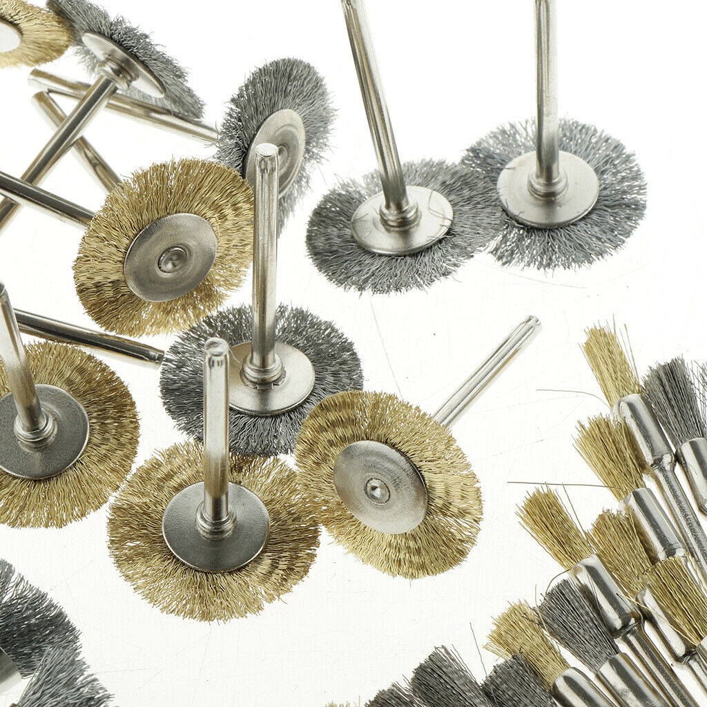 36Pcs Steel Wire Wheels Pen Brushes Set Kit Accessories for Rotary Tool
