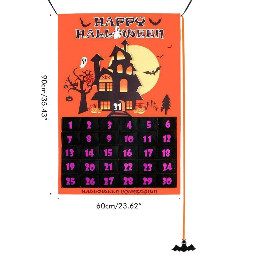 Halloween Advent Calendar Countdown Wall Calendar with Lanyard Party Decor