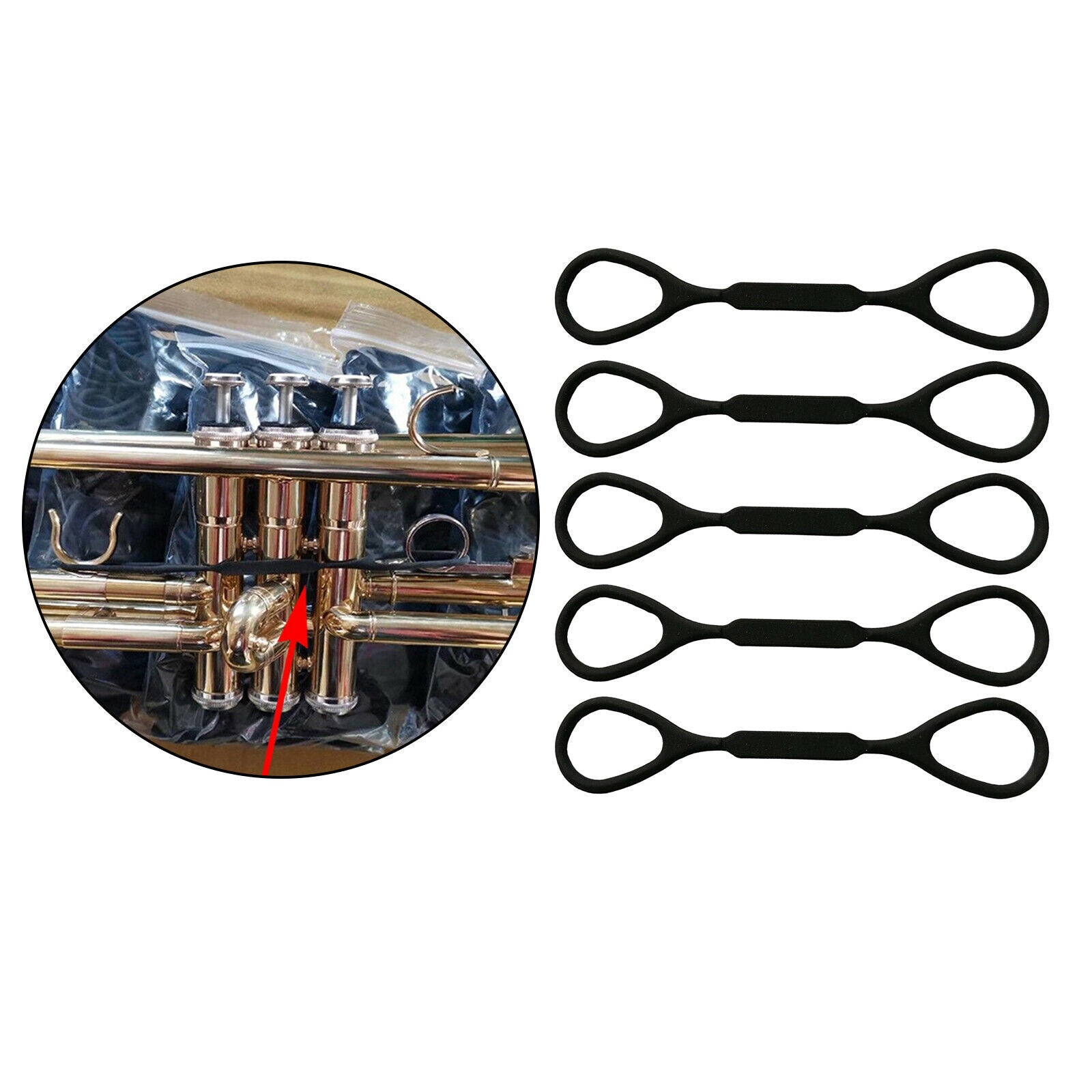 5x Black Silicone Rubber Trumpet Slide Stopper Musical Instrument Accessory
