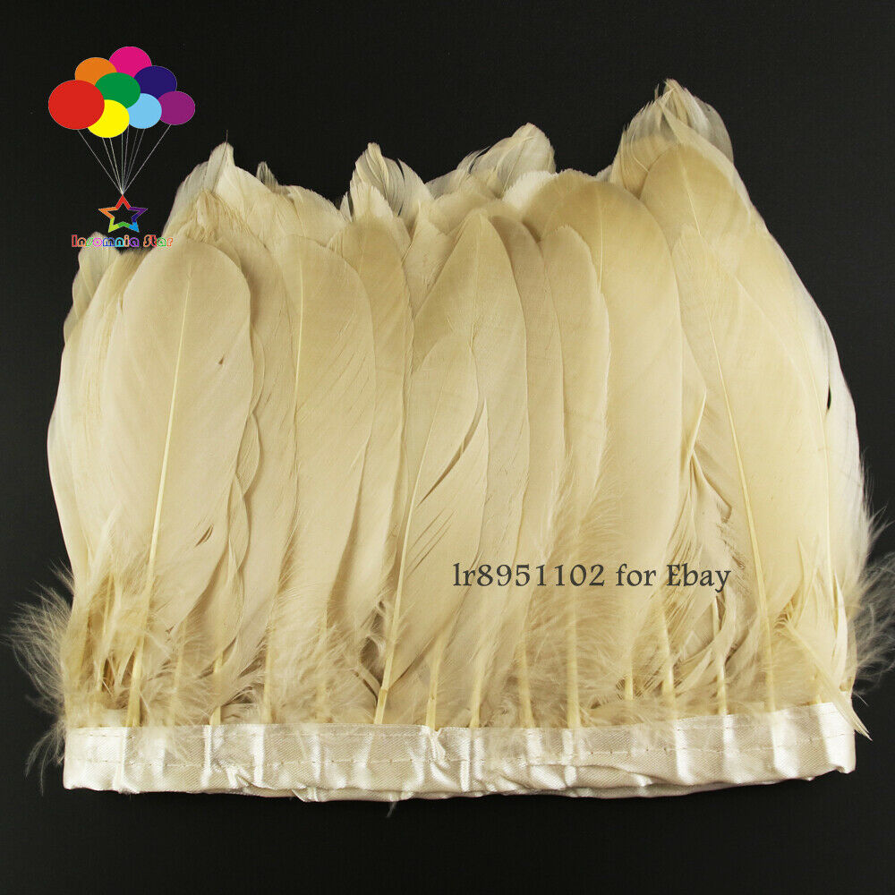 Dyed Khaki goose feather ribbons 15-20cm fringes 6-8in trims wedding costumes