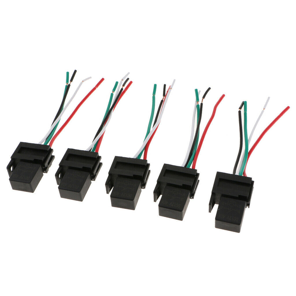 5 Pieces 12V 40A 4Pin 4 Wire SPST Relays For Car Fan Fuel Pump Light Horn