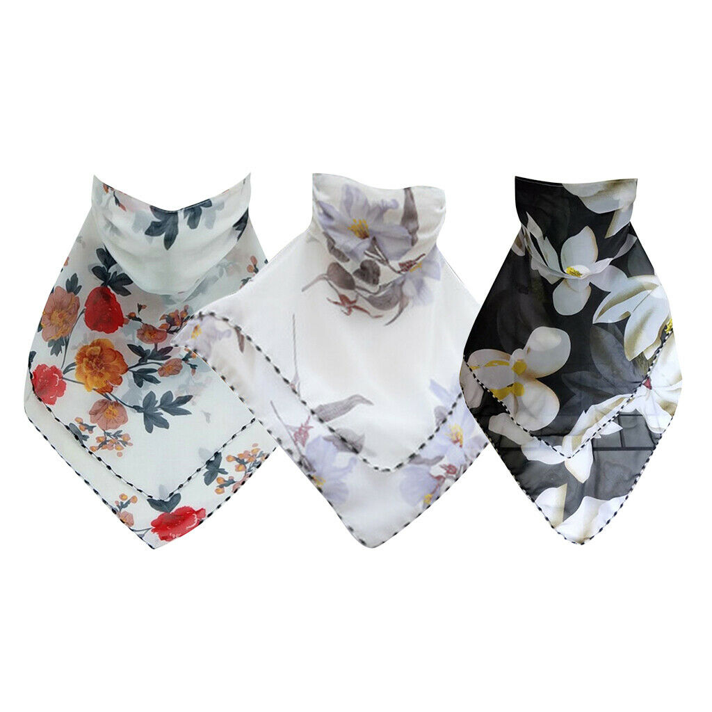 3 Pack Floral Face Scarf Outdoor Dust-proof Sun Protective Silky Scarf