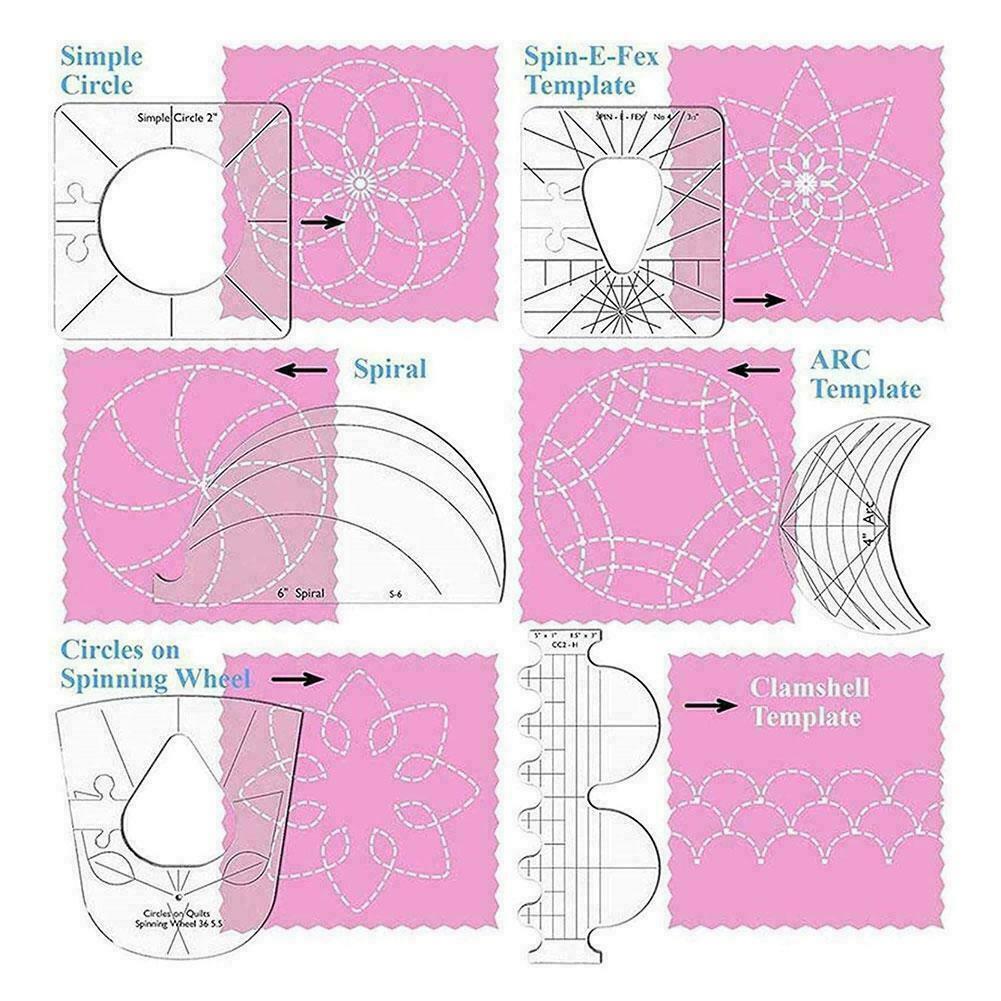 6Pcs Quilting Template Home Stencil Free Motion Reusable For Machine Hot X6A4