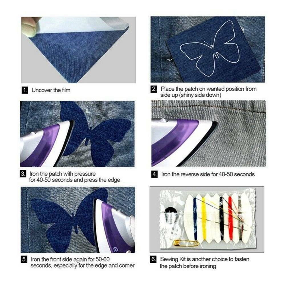 20pcs Iron On Patches Denim Patches DIY Stickers Sewing for Clothes Jeans Repair