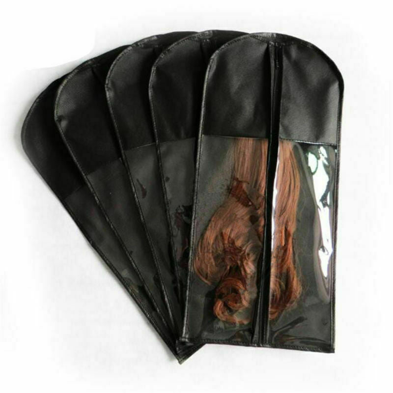 5PCS Wig Hangers Hair Extension Carrier Storage Case Wig Stands Dust Proof Bag