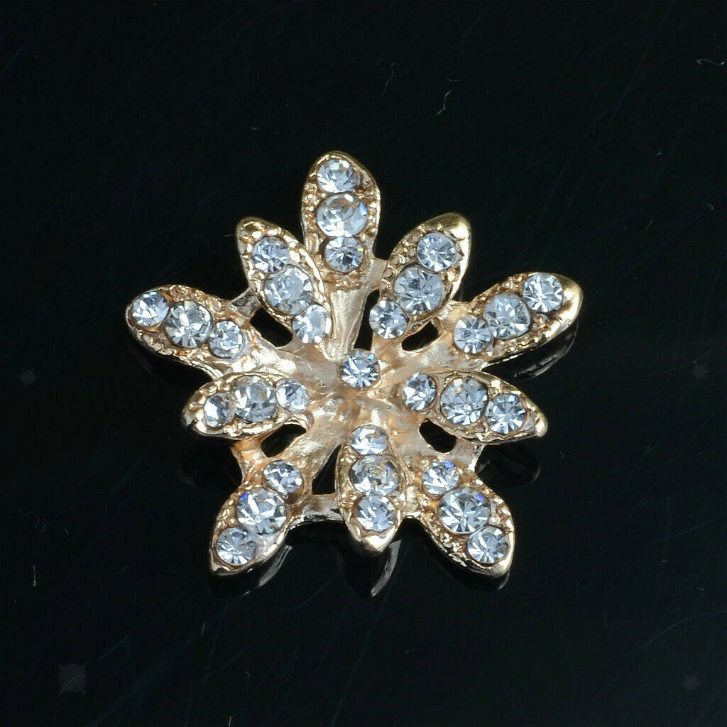 10pcs Metal Crystal Flower Buttons Jewelry Making Findings Accessories 25mm