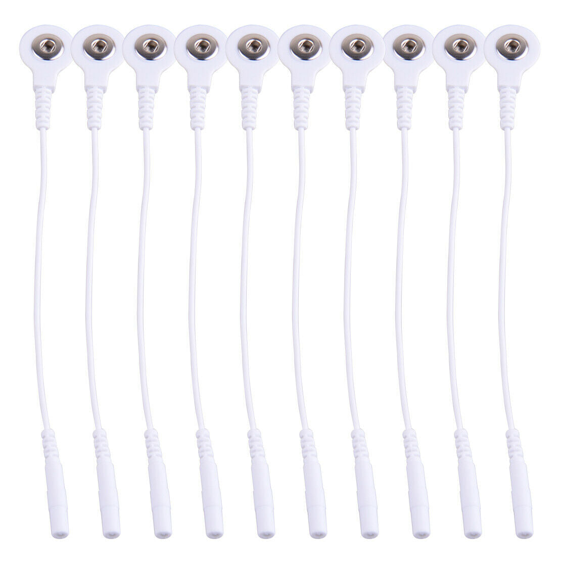 10x Electrode Lead Wires Pin Snap Adapter Cables Plug Electrotherapy Massager An