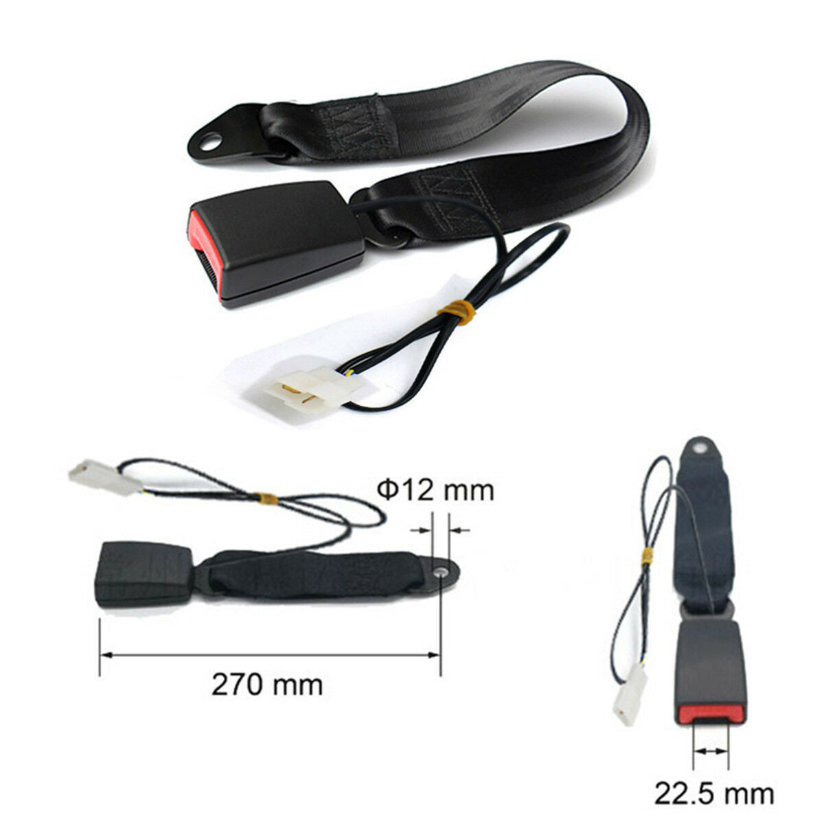 7/8" Plastic Car Front Seat Belt Buckle Padding Socket Plug with Warning Cable