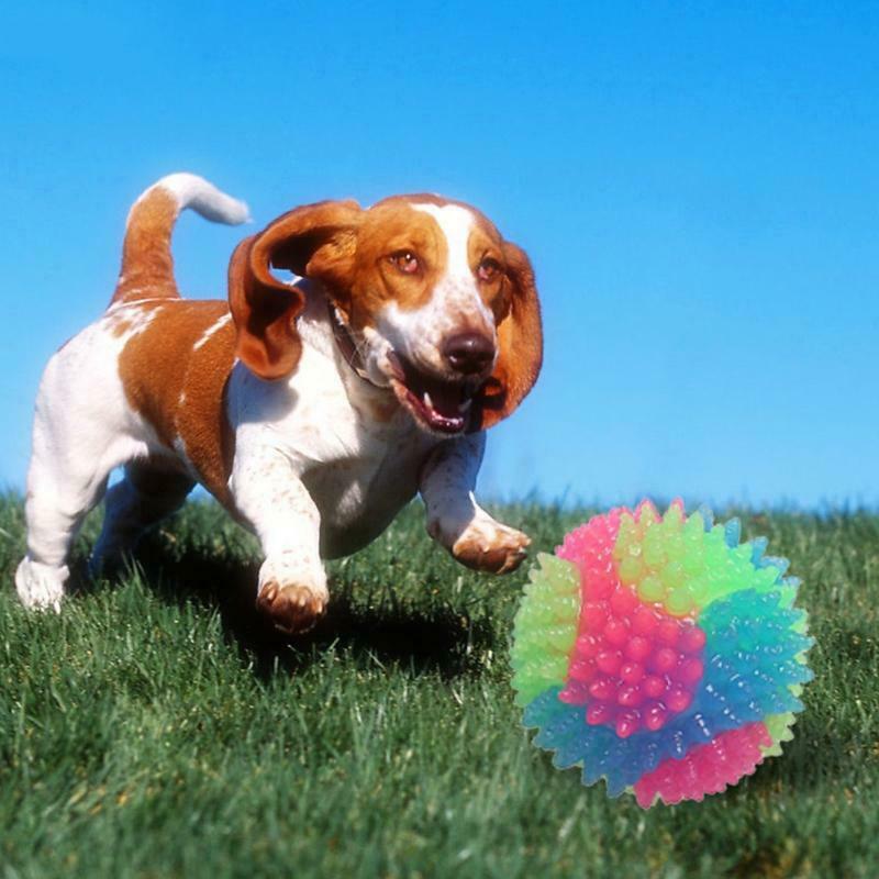 Dog Chew Toys Flashing Balls Non-Toxic Natural Rubber for Puppy Teeth Cleaning