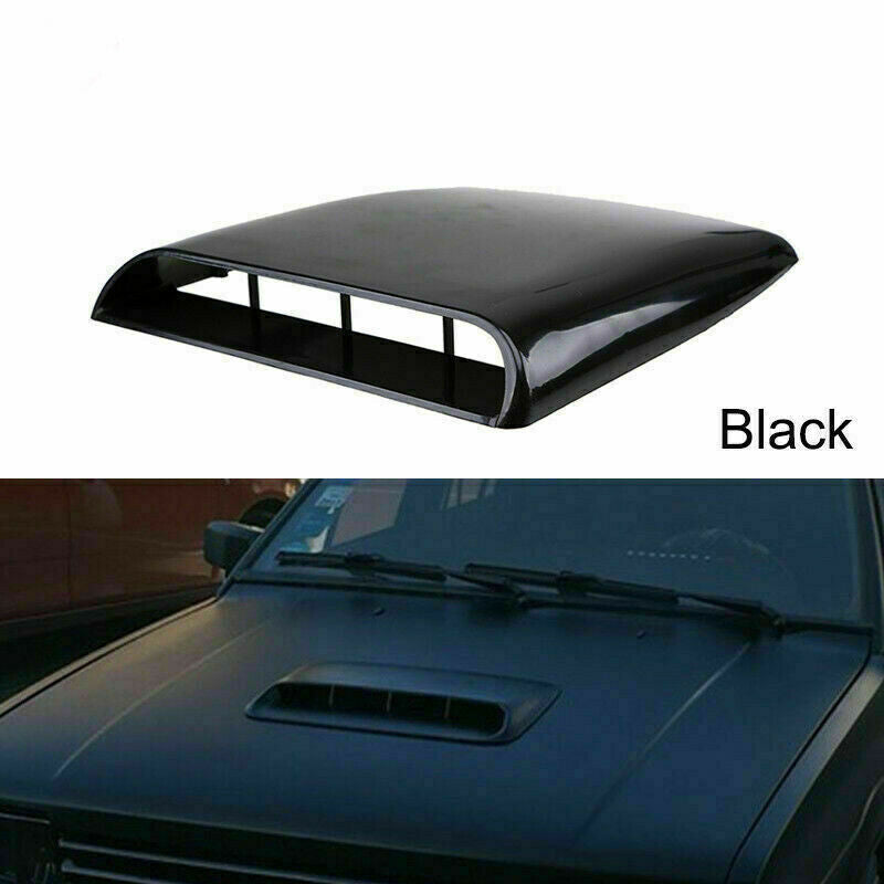 Black Air Flow Intake Hood Decorative Scoop Vent Bonnet Cover For Universal Car