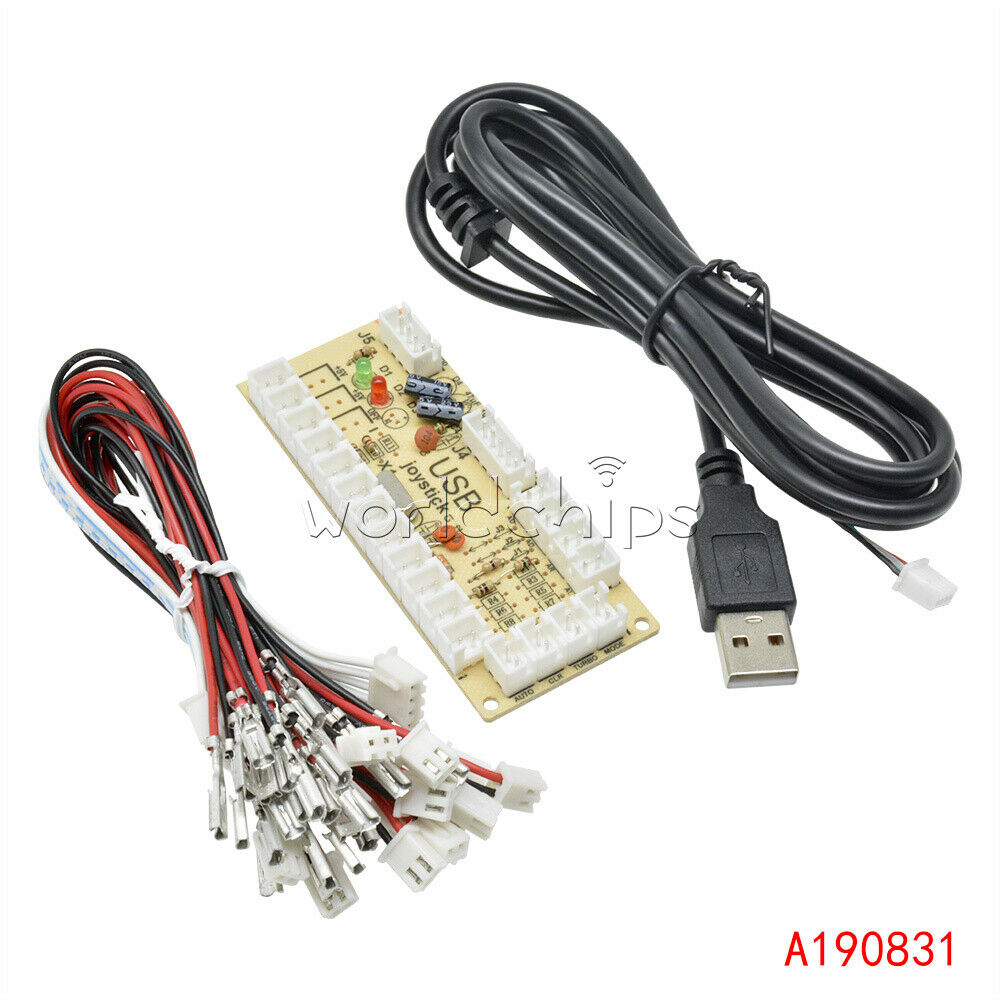 Zero Arcade Delay USB Encoder To PC Joystick +2Pin Buttons Wire+Rocker Cable Kit