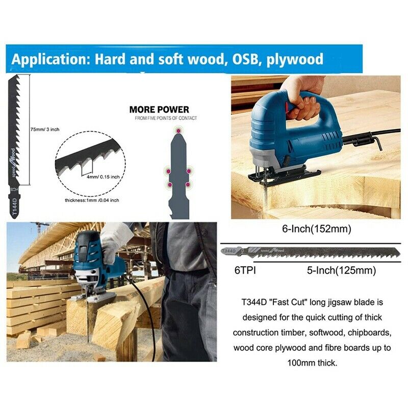 20-Piece T-Shank Jig Saw Blade Set for Wood, Plastic Cutting T-Shank Design CoT7