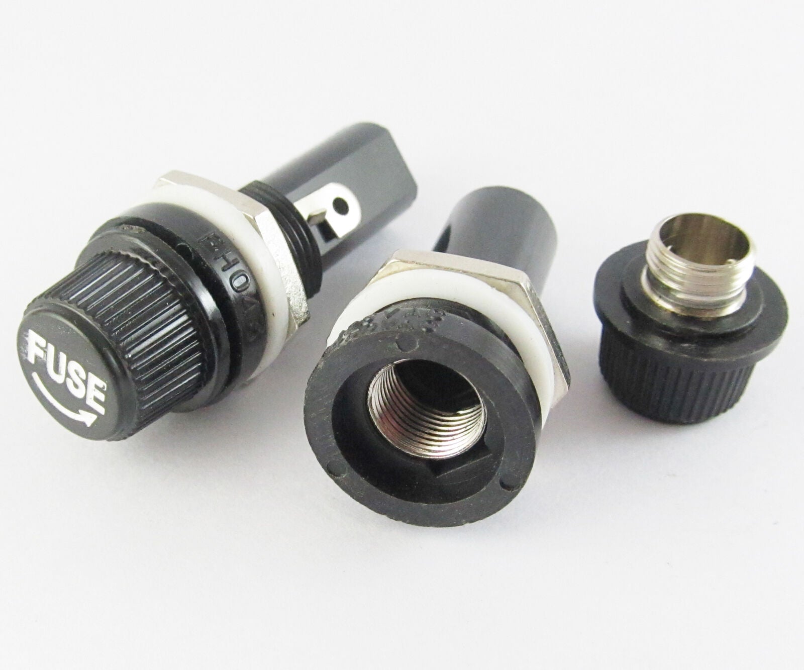 2pcs Black Color 6 x 30mm Fuse Holder FH043 10A 250V for 5x20mm Fuses