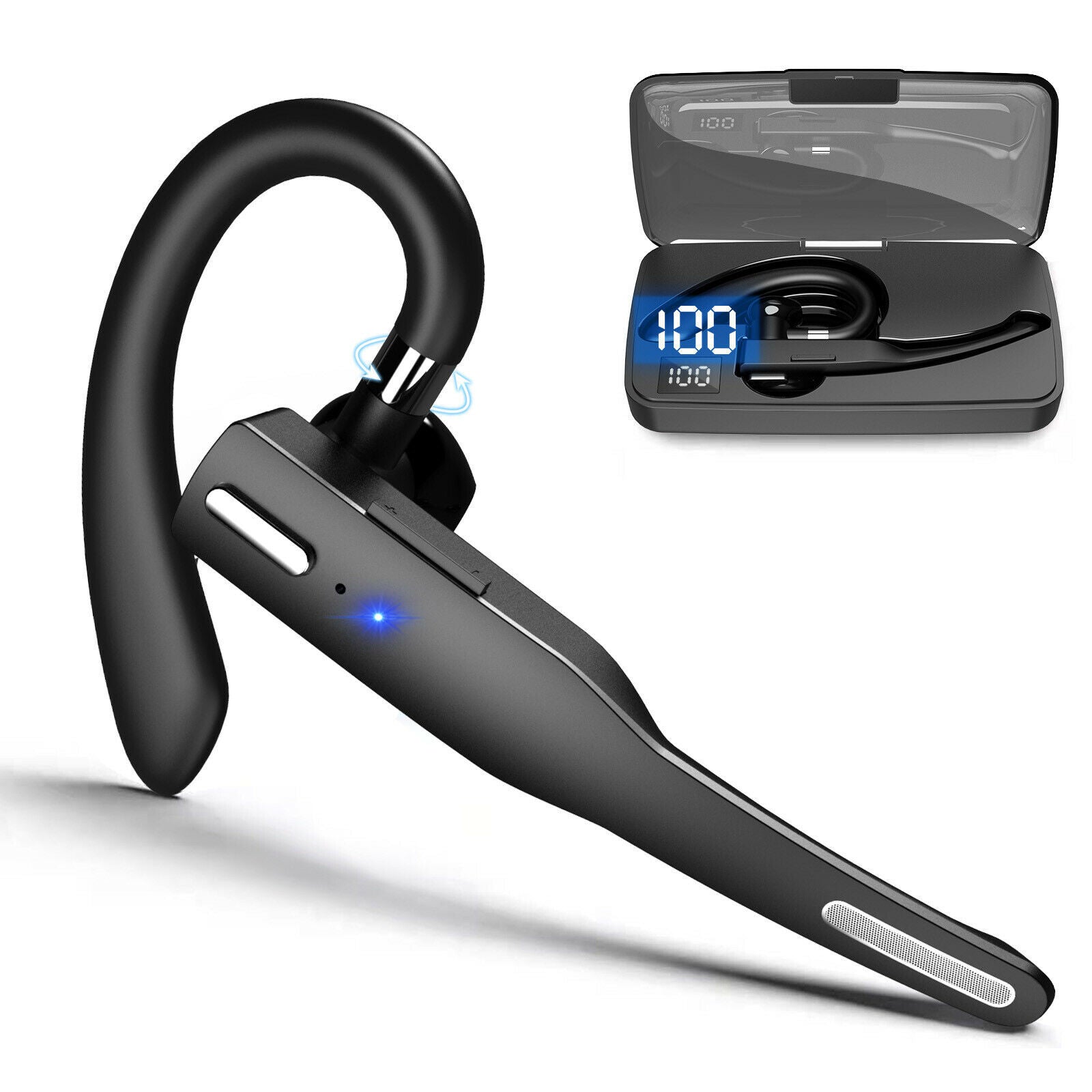 Bluetooth Earpiece for Cell Phones Hands-Free Headset with Mic Laptop Office