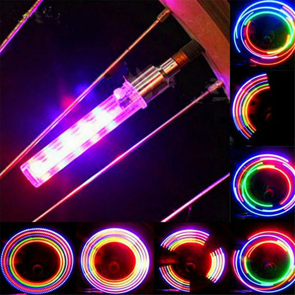 2x 5 LED Flash Light Bicycle Motorcycle Car Bike Tyre Tire Wheel Valve Lamp Tool