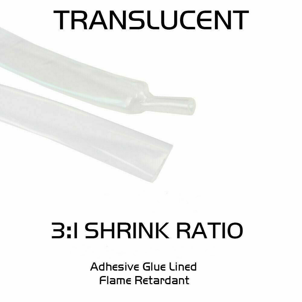 60Pcs Heat Shrink Tubing Kit  3:1 Dual Wall Marine Adhesive Lined Tube - Clear