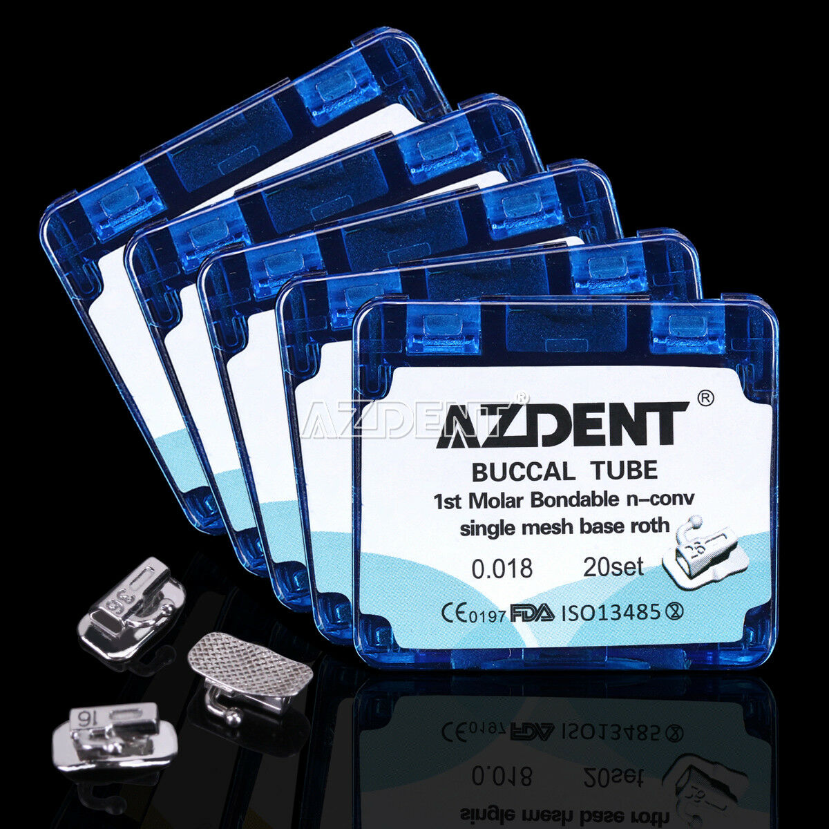 10 X AZDENT Dental Othodontics Buccal Tubes 1st Molar Roth 018 Bonding Non-Conv