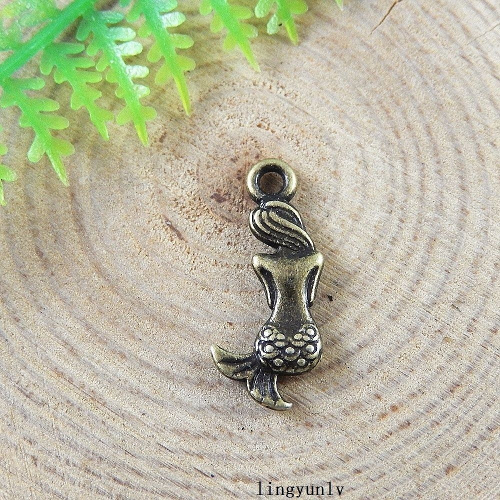 50pcs Antiqued Bronze Alloy Mermaid Charms Pendant Crafts Jewelry Making 51227